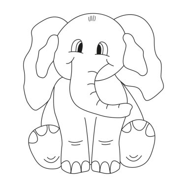 Fil boyama sayfası. Özet geç. Şirin bir hayvan. Vektör illüstrasyonu. 