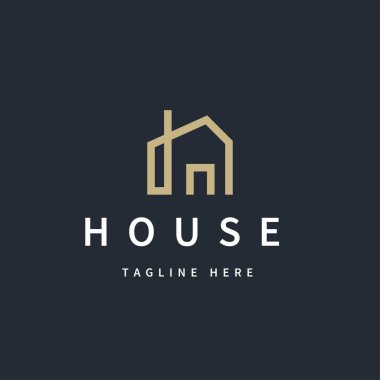 Emlak, İnşaat Şirketi için izole edilmiş modern soyut basit çizgi ev logosu sembol tasarım şablonu. Vektör illüstrasyonu.