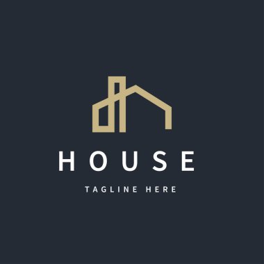 Emlak, İnşaat Şirketi için izole edilmiş modern soyut basit çizgi ev logosu sembol tasarım şablonu. Vektör illüstrasyonu.
