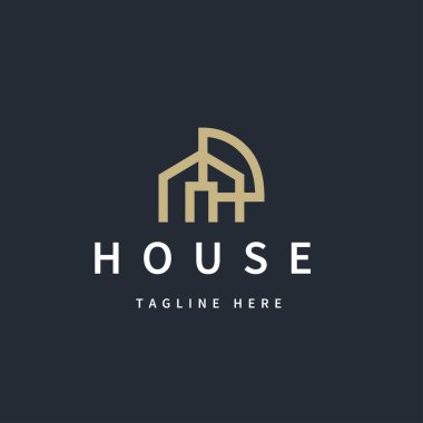 Emlak, İnşaat Şirketi için izole edilmiş modern soyut basit çizgi ev logosu sembol tasarım şablonu. Vektör illüstrasyonu.