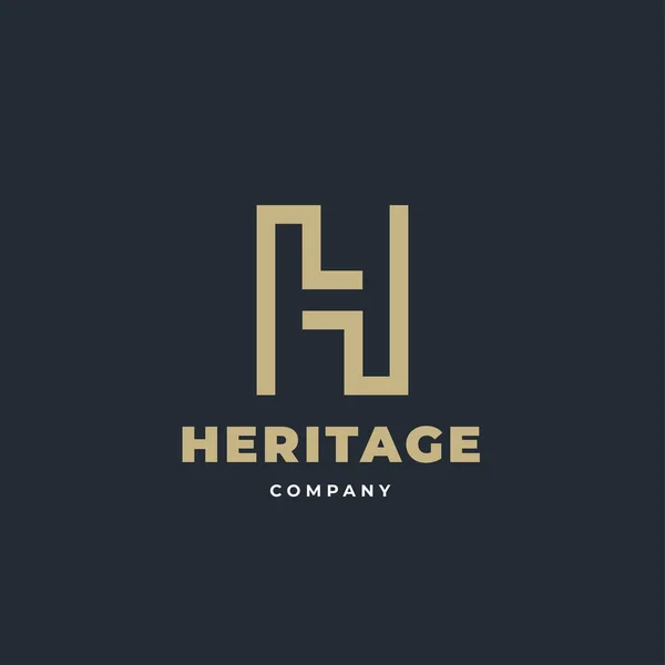 Zarif, kaliteli, lüks H vektör logosu tasarımı. Altın rengi. İşiniz için yaratıcı soyut monogram çizgisi vektör logoti