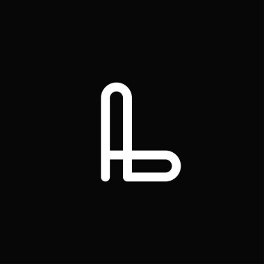 Profesyonel ve modern L harfi logosu. Üzerinde siyah beyaz harfler var. Minimalist ve zarif logo siyah arkaplanda izole edildi