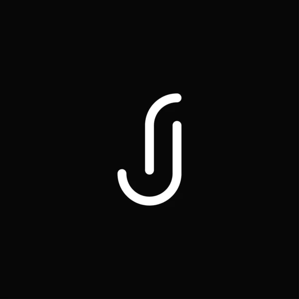 Professional and modern letter j logo with thick outline black and white monogram. minimalist and elegant logo isolated on black background