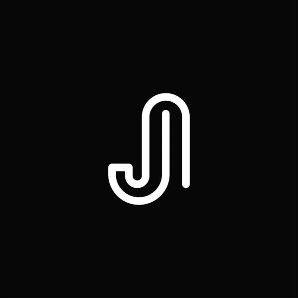 Professional and modern letter j logo with thick outline black and white monogram. minimalist and elegant logo isolated on black background