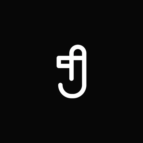 Professional and modern letter j logo with thick outline black and white monogram. minimalist and elegant logo isolated on black background