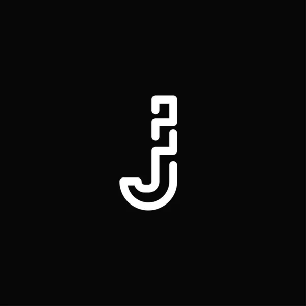 Professional and modern letter j logo with thick outline black and white monogram. minimalist and elegant logo isolated on black background