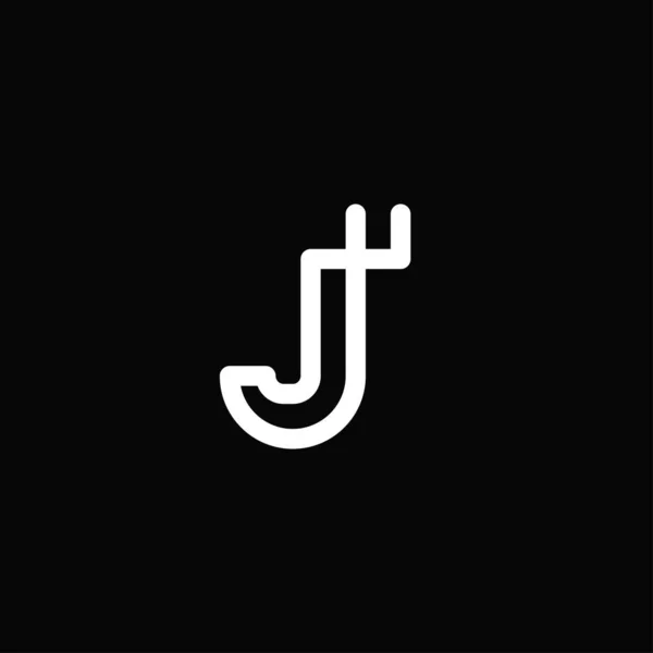 Professional and modern letter j logo with thick outline black and white monogram. minimalist and elegant logo isolated on black background