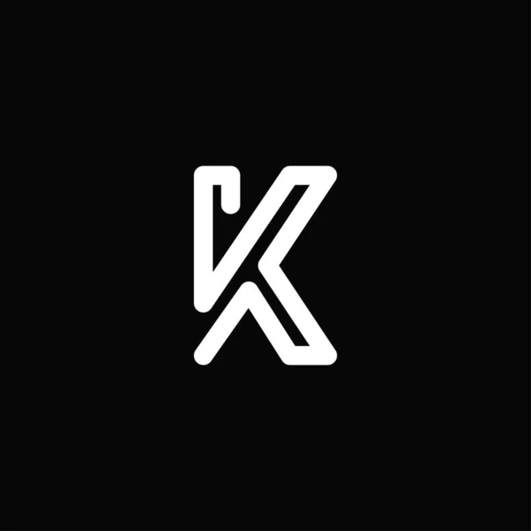 Profesyonel ve modern harf K logosu kalın ana hatlı siyah beyaz monogram. Minimalist ve zarif logo siyah arkaplanda izole edildi
