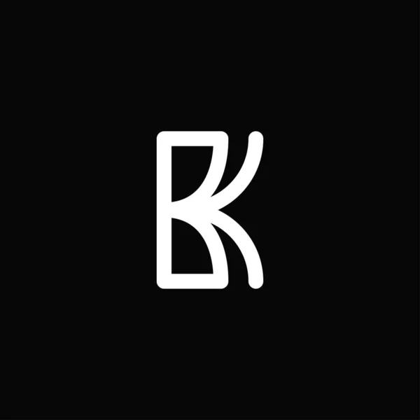 Profesyonel ve modern harf K logosu kalın ana hatlı siyah beyaz monogram. Minimalist ve zarif logo siyah arkaplanda izole edildi
