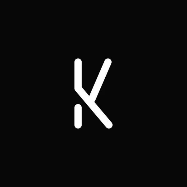 Profesyonel ve modern harf K logosu kalın ana hatlı siyah beyaz monogram. Minimalist ve zarif logo siyah arkaplanda izole edildi