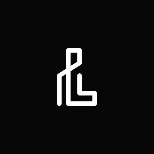 Profesyonel ve modern L harfi logosu. Üzerinde siyah beyaz harfler var. Minimalist ve zarif logo siyah arkaplanda izole edildi