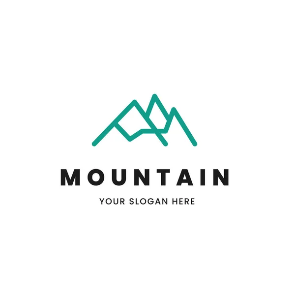 İzole edilmiş basit ve minimalist monolin mavi dağ logosunun ana hatları