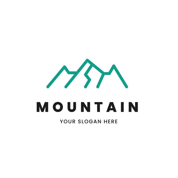 İzole edilmiş basit ve minimalist monolin mavi dağ logosunun ana hatları