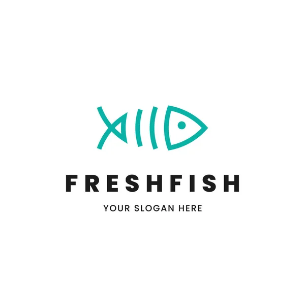 고립된 미니멀리즘자는 물고기의 로고의 윤곽을 보여준다 생선가게 식당으로 — 스톡 사진