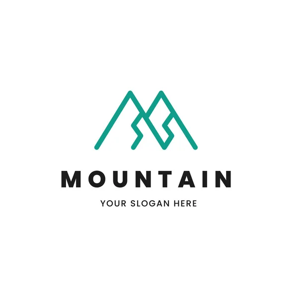 İzole edilmiş basit ve minimalist monolin mavi dağ logosunun ana hatları