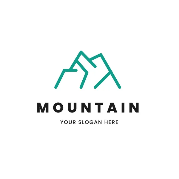 Isolerad Enkel Och Minimalistisk Monolin Kontur Bild Blå Berg Logotyp — Stockfoto