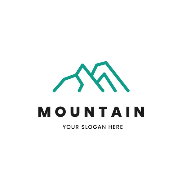 Geïsoleerde Eenvoudige Minimalistische Monoline Omtrek Afbeelding Van Blauwe Berg Logo — Stockfoto