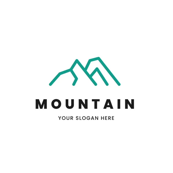 Isolé Monoline Simple Minimaliste Image Contour Logo Bleu Montagne — Photo