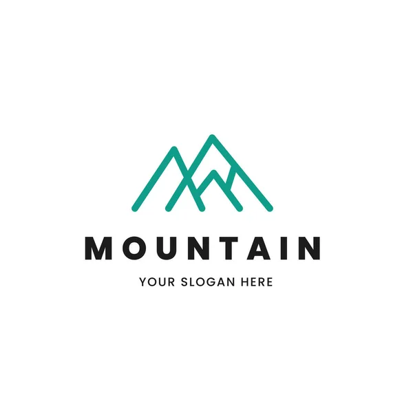İzole edilmiş basit ve minimalist monolin mavi dağ logosunun ana hatları