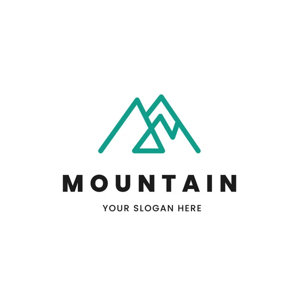 İzole edilmiş basit ve minimalist monolin mavi dağ logosunun ana hatları