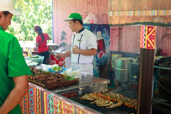 Hochiminh City, Vietnam - May 28, 2015: a food stall in the food fair at Dam Sen Park in Hochiminh City, Vietnam