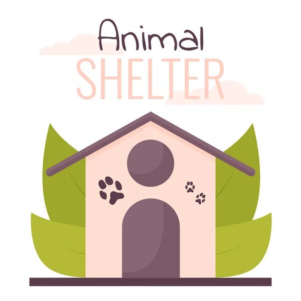 Καταφύγιο Ζώων Χαριτωμένη Απεικόνιση Του Σπιτιού Για Ζώα Κατοικίδια Ζώα — Διανυσματικό Αρχείο