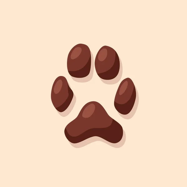 Single Isolated Dog Cat Footprint Element Cute Cartoon Brown Footprint — Stock Vector