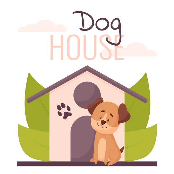 Σκύλος Σπίτι Ξενοδοχείο Καταφύγιο Έννοια Χαριτωμένη Απεικόνιση Του Σπιτιού Των — Διανυσματικό Αρχείο
