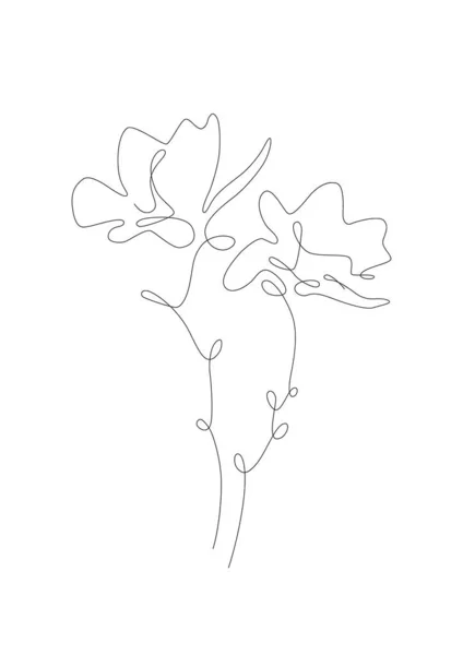 Flor Uma Linha Desenho Minimalista Decoração Símbolo Estético Abstrato Para —  Vetores de Stock