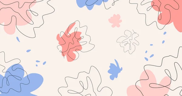 Bloem Botanische Lijn Kunst Achtergrond Bloemen Abstracte Lijn Kunst Minimale — Stockvector