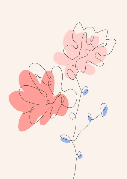 Άνθη Διάνυσμα Τέχνης Βοτανική Γραμμή Σχέδιο Τέχνης Αφηρημένο Σχήμα Plant — Διανυσματικό Αρχείο