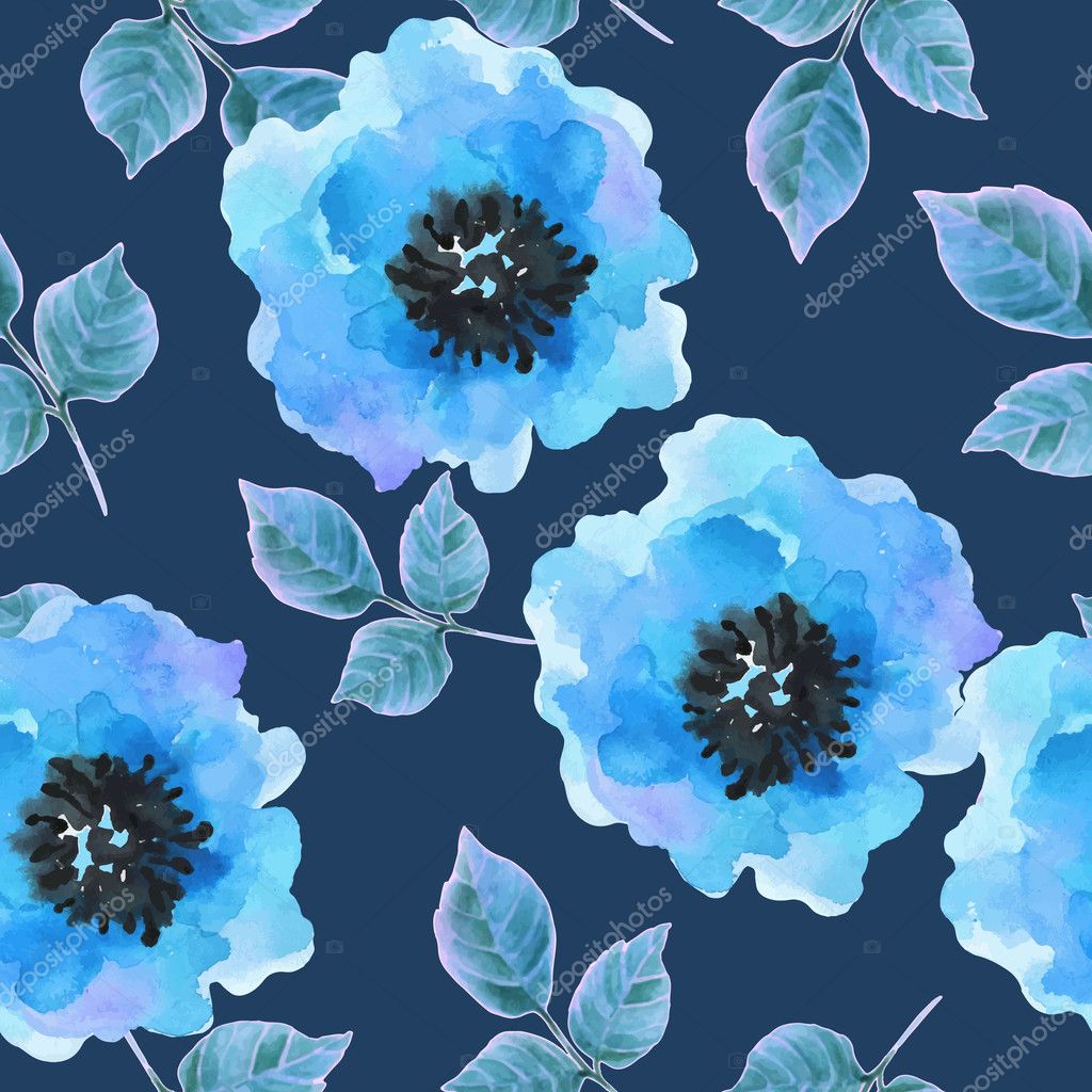 Watercolor flowers seamless pattern. Stock Vector Image by ©Wolna_luna