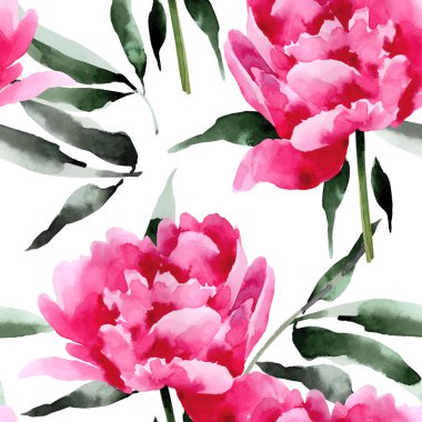 peonies ile sorunsuz çiçek desenli.