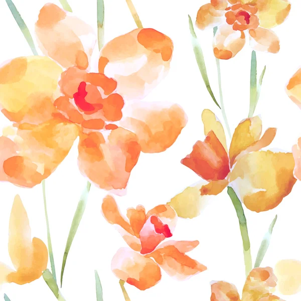 Watercolor flowers seamless pattern. — Stock Vector