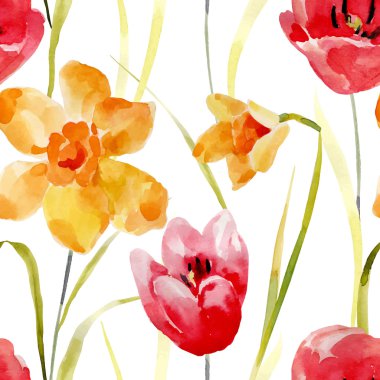 suluboya çiçek seamless modeli.