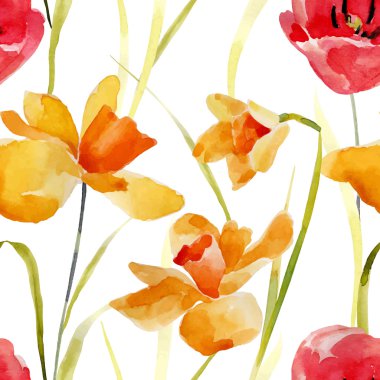 suluboya çiçek seamless modeli.