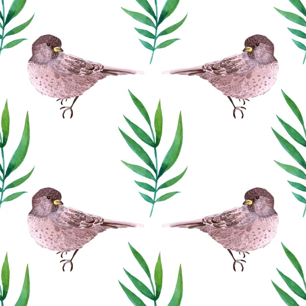 Watercolor seamless pattern with  birds. — Stock Vector