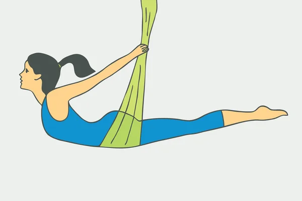 Aerial Joga. Aero jogi. Anty-grawitacji Yoga. — Wektor stockowy