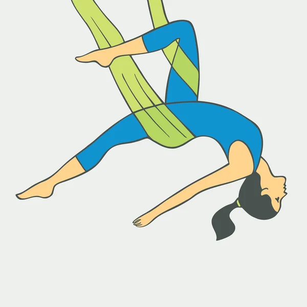 Aerial Joga. Aero jogi. Anty-grawitacji Yoga. — Wektor stockowy