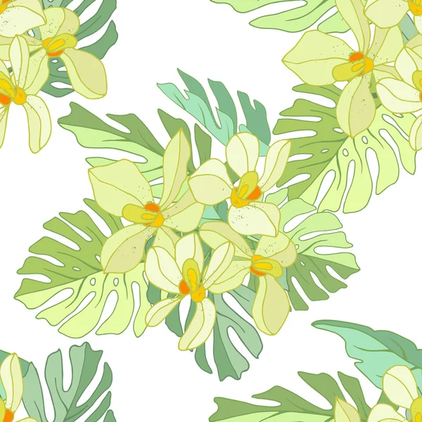 Seamless pattern of exotic flowers.