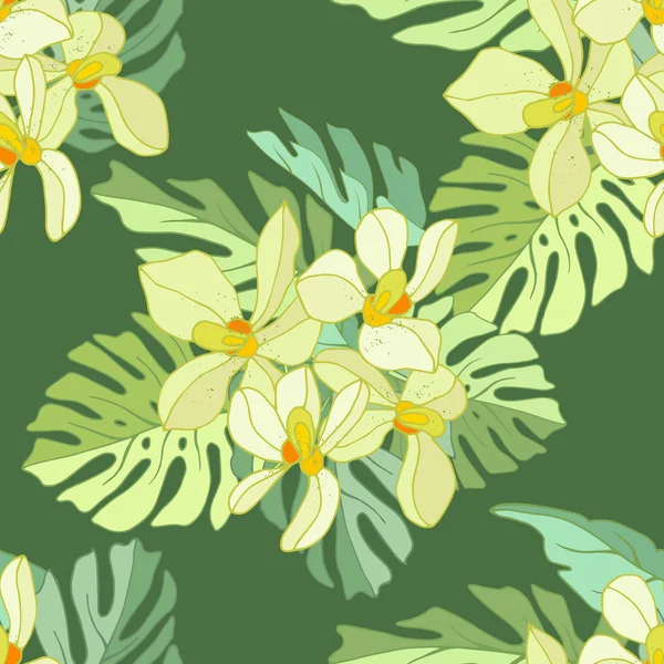 Seamless pattern of exotic flowers.