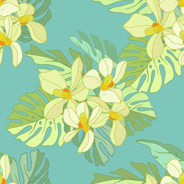 Seamless pattern of exotic flowers.