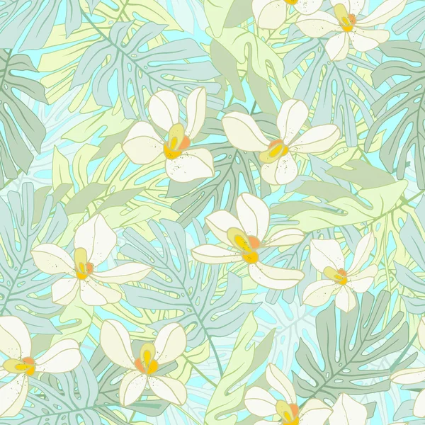 Seamless pattern of exotic flowers.