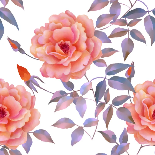 Aquarel naadloze rozen patroon. — Stockvector