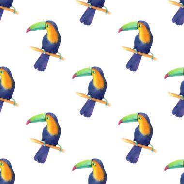 Toucans ile sulu boya Dikişsiz desen