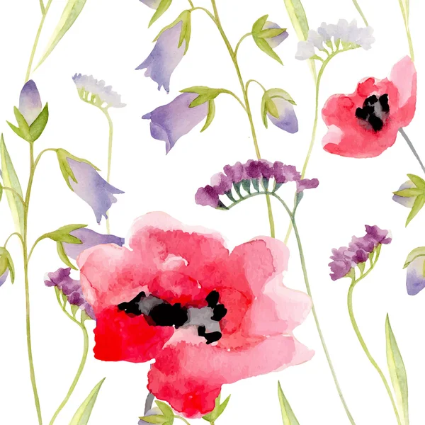 Aquarel bloemen patroon. — Stockvector