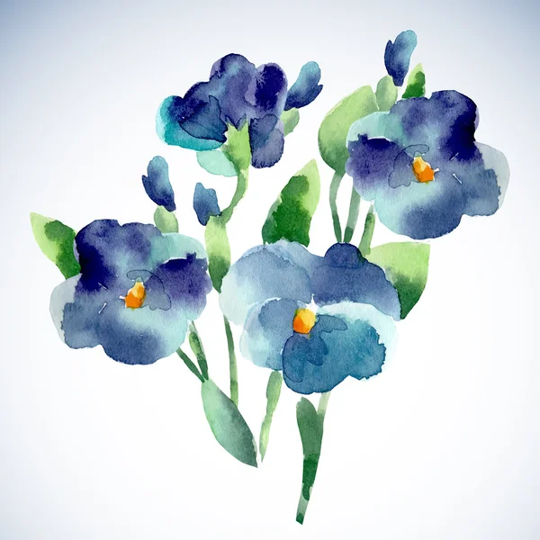 Aquarell-Illustrationen der violetten Blume isoliert auf weißem Hintergrund. — Stockvektor