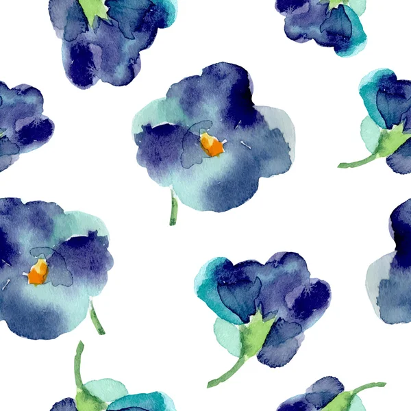 Akvarell av Violetta blommor seamless mönster. — Stock vektor