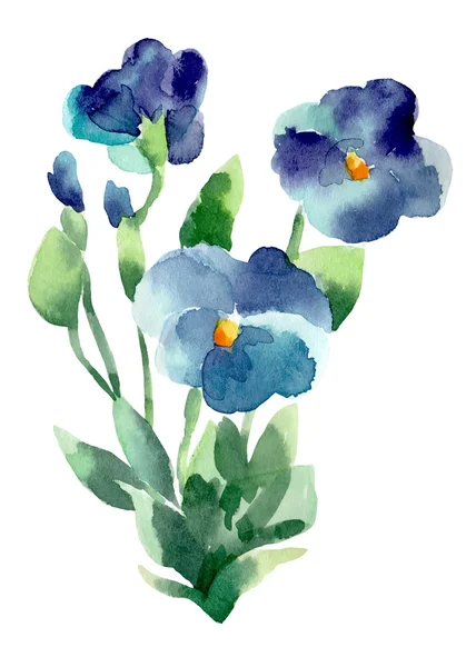 Akvarell illustrationer av violett blomma isolerad på vit bakgrund. — Stock vektor