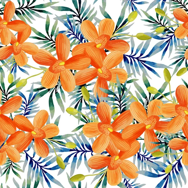 Aquarelle motif sans couture de fleurs exotiques . — Image vectorielle